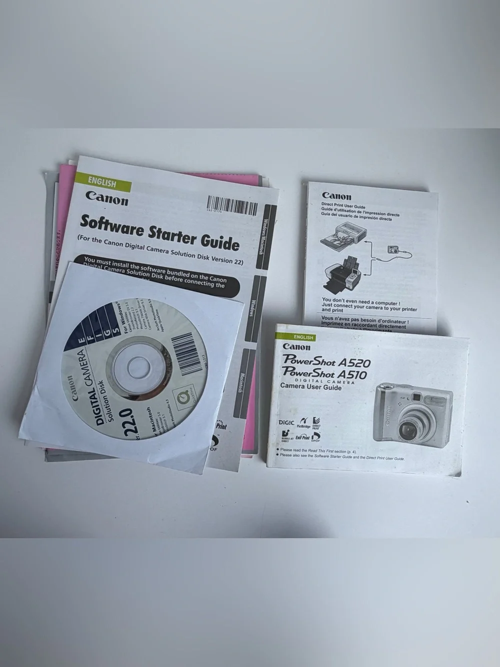 Canon PowerShot A520 Digital Camera Bundle - Works with Flaw - Read Description